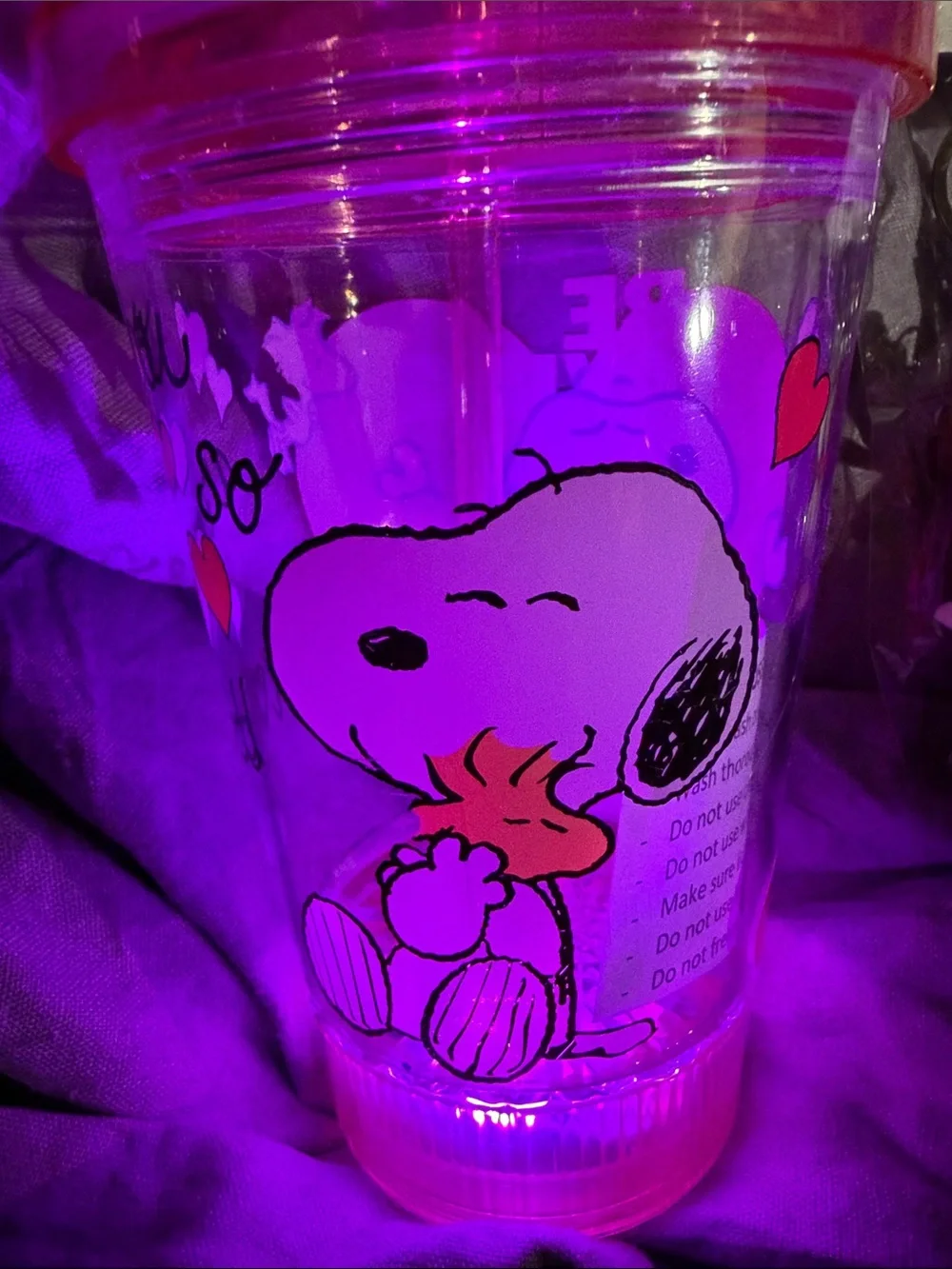 Light up Snoopy cup, and Snoopy keychain